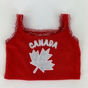 2/$20 Build-a-Bear Red Tank Top with Silver CANADA Logo and Maple Leaf